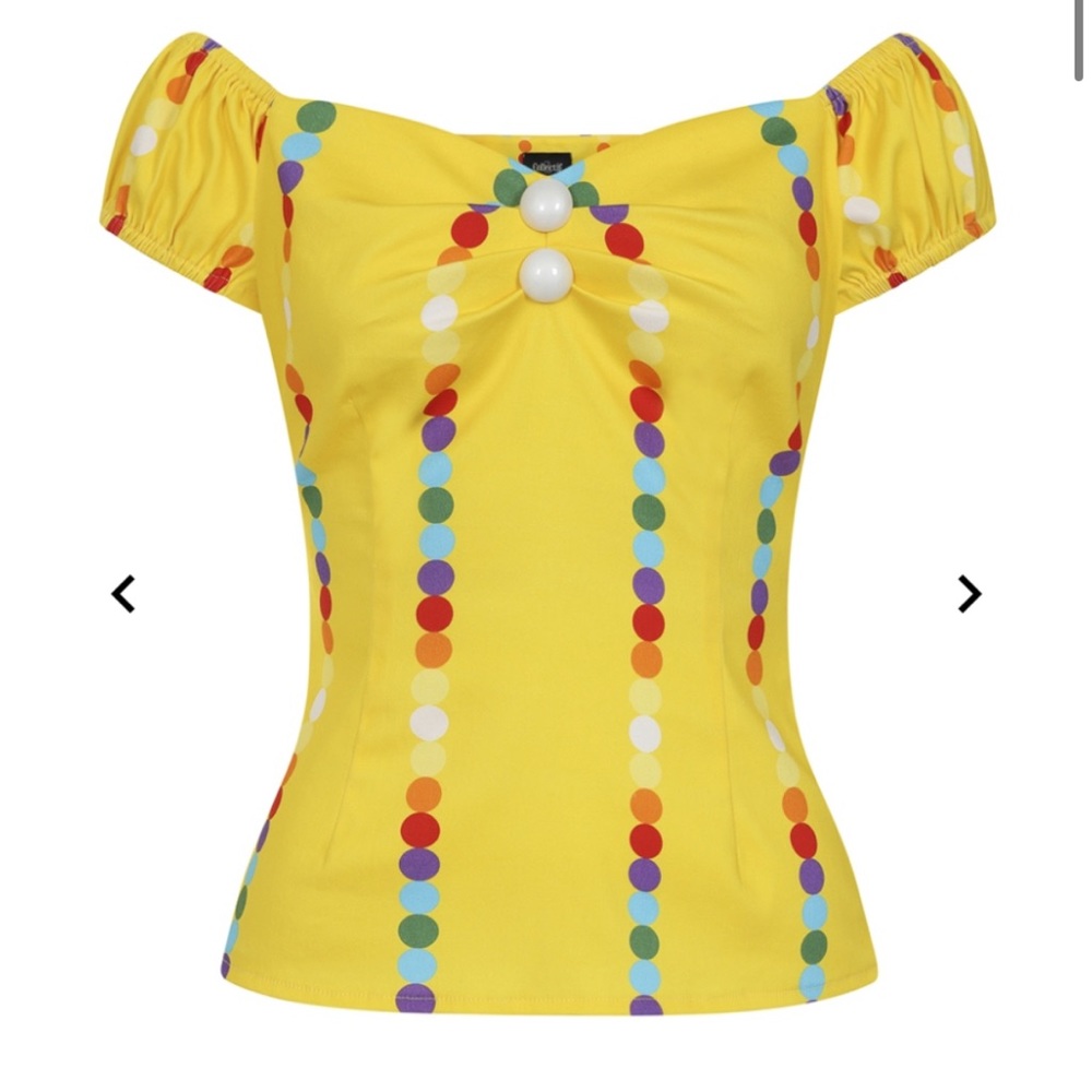 NWT Collectif Dolores Rainbow Polka Stripe Top size Small/UK 10/US 6